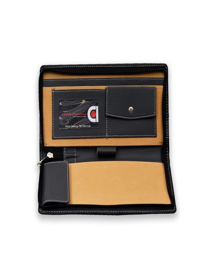 COI Cheque Book Holder Organizer/File for Documents/Stationary Items/File Cover/Black with Grey Stripe - Image 3